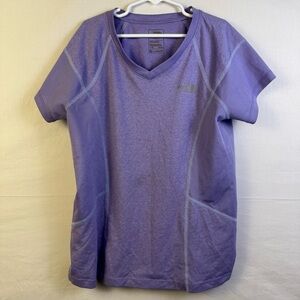 North Face Women's FlashDry Short Sleeve Purple V-Neck T-Shirt Size L